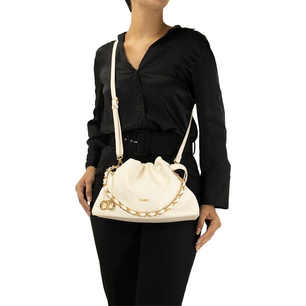 Bolsa de Couro Crossbody Bag Bru - Off White