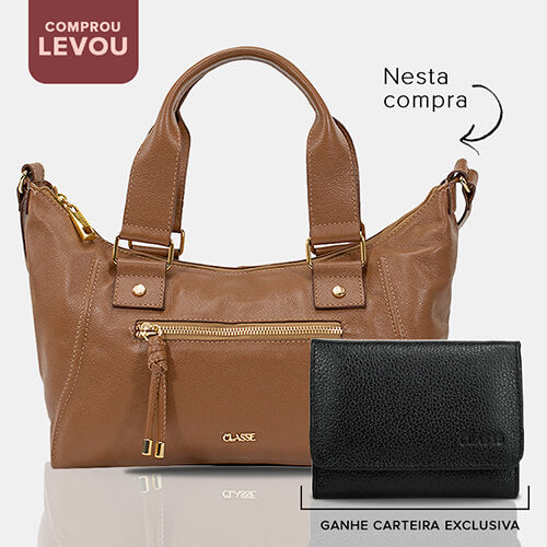 Combo: Bolsa de Couro Tote Bag Luisa - Nocciola Soft + Carteira Exclusiva