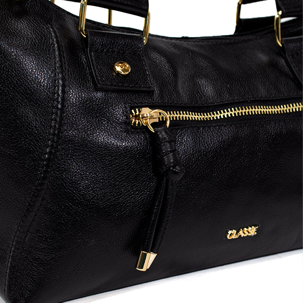 Combo: Bolsa de Couro Tote Bag Luisa - Preto Soft + Carteira Exclusiva