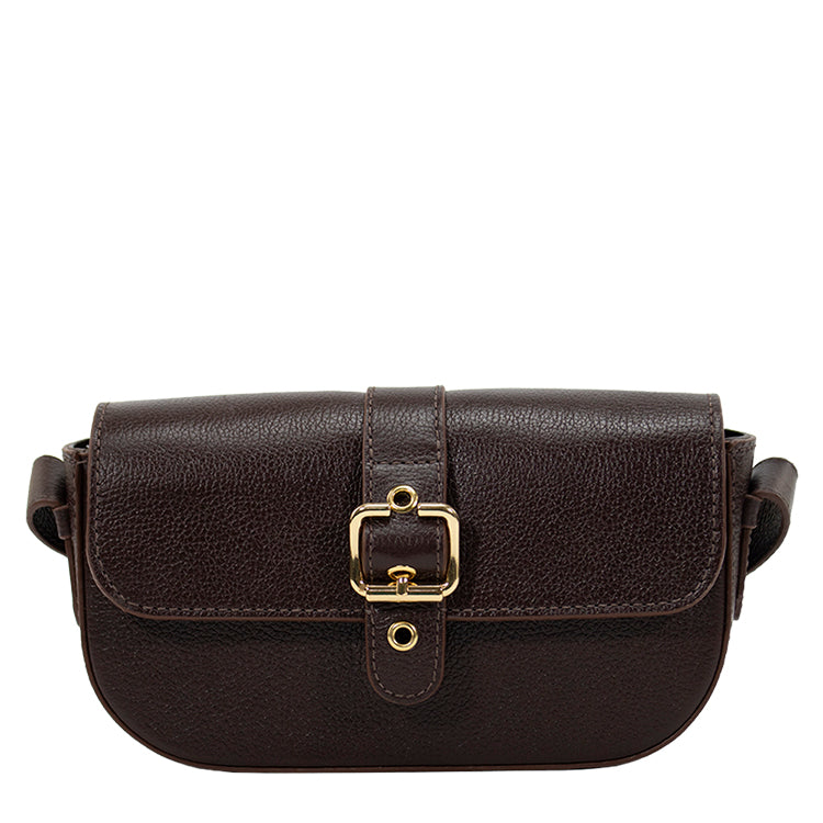 Bolsa de Couro Tiracolo Bag Clara - Chocolate