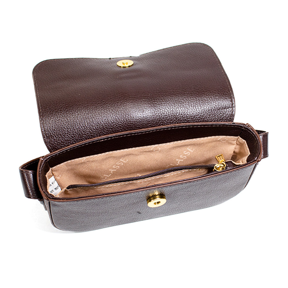 Bolsa de Couro Tiracolo Bag Clara - Chocolate