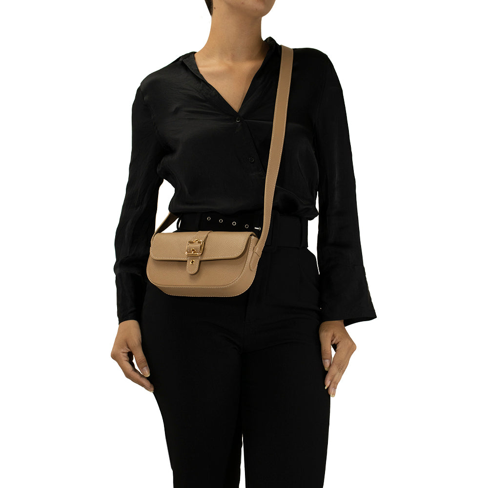 Bolsa de Couro Tiracolo Bag Clara - Camel