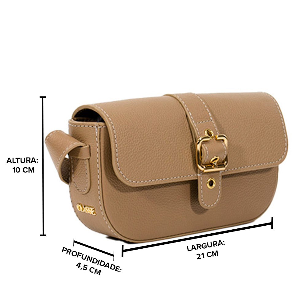 Bolsa de Couro Tiracolo Bag Clara - Camel