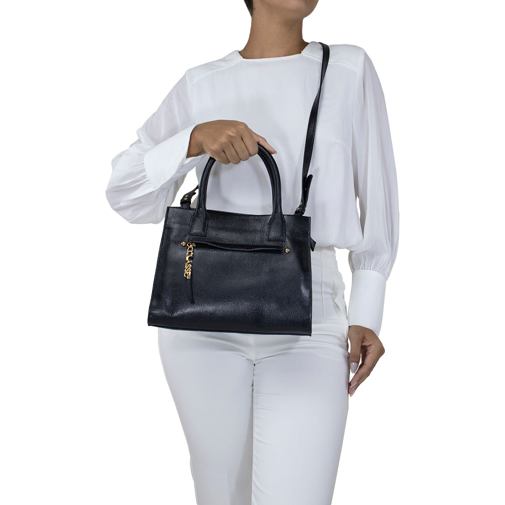 Bolsa de Couro Tote Bag San - Preta