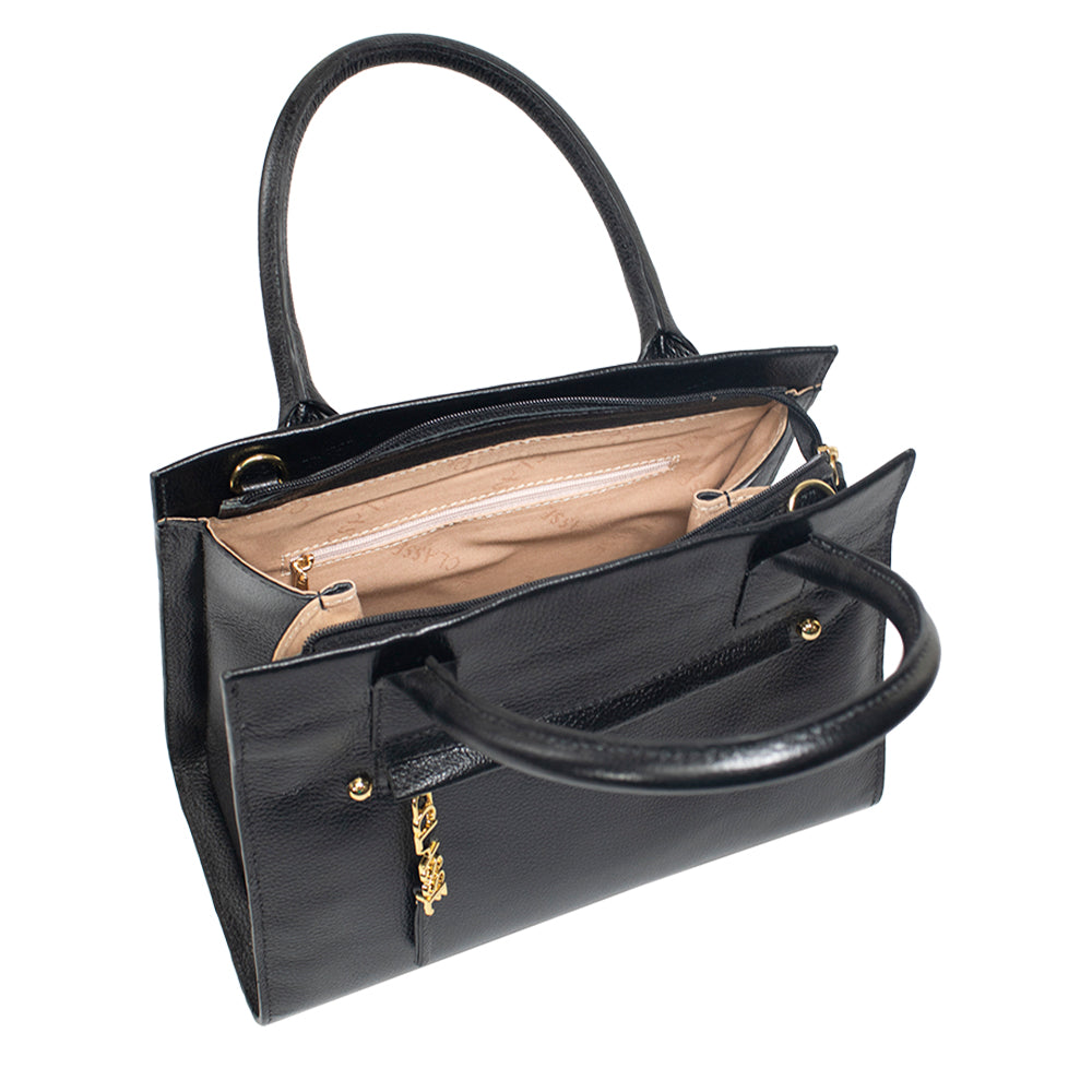 Bolsa de Couro Tote Bag San - Preta