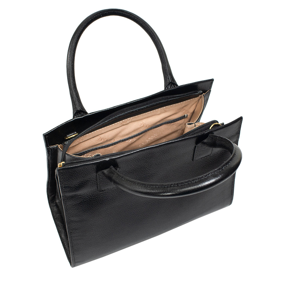 Bolsa de Couro Tote Bag San - Preta