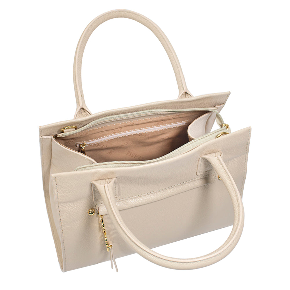 Bolsa de Couro Tote Bag San - Creme