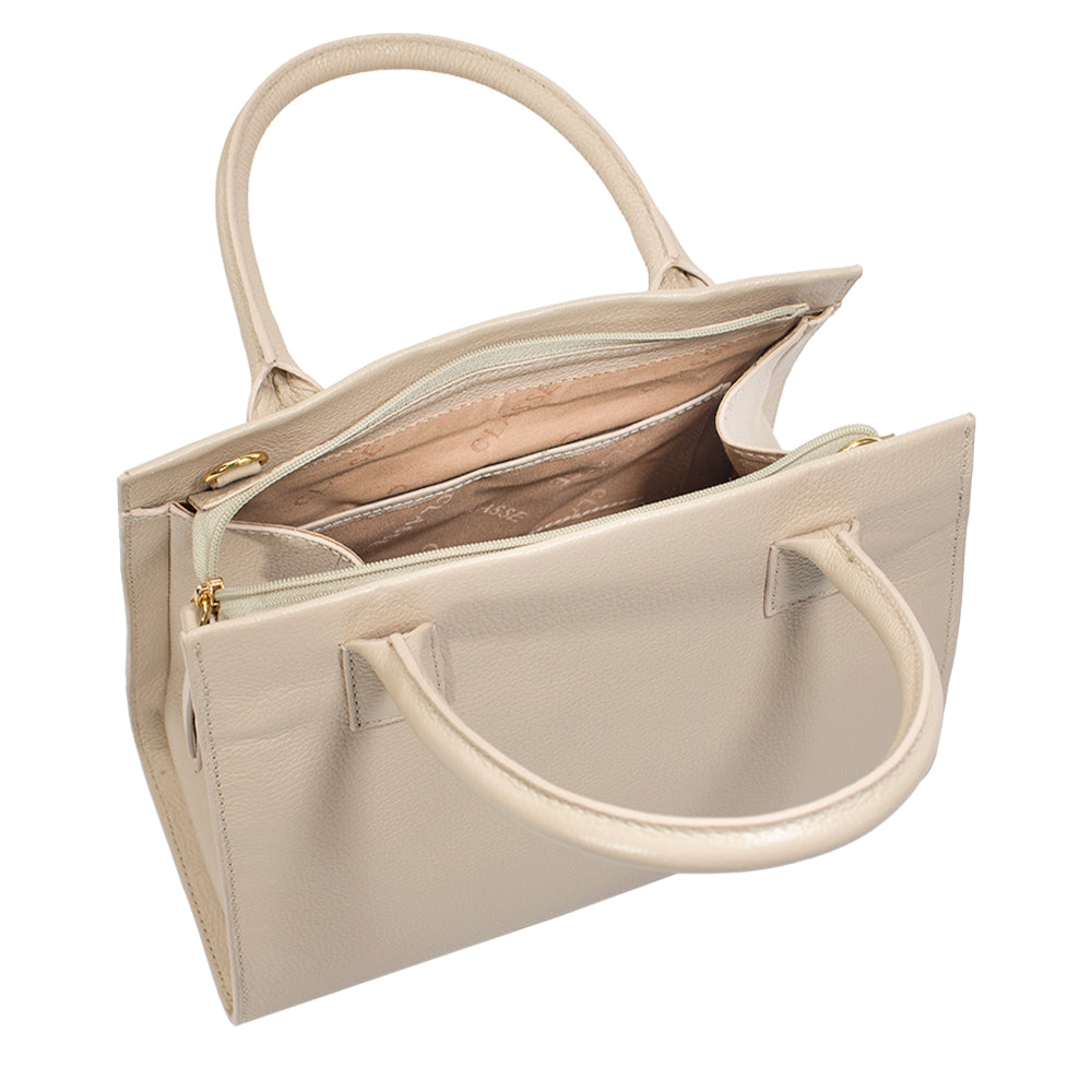Bolsa de Couro Tote Bag San - Creme