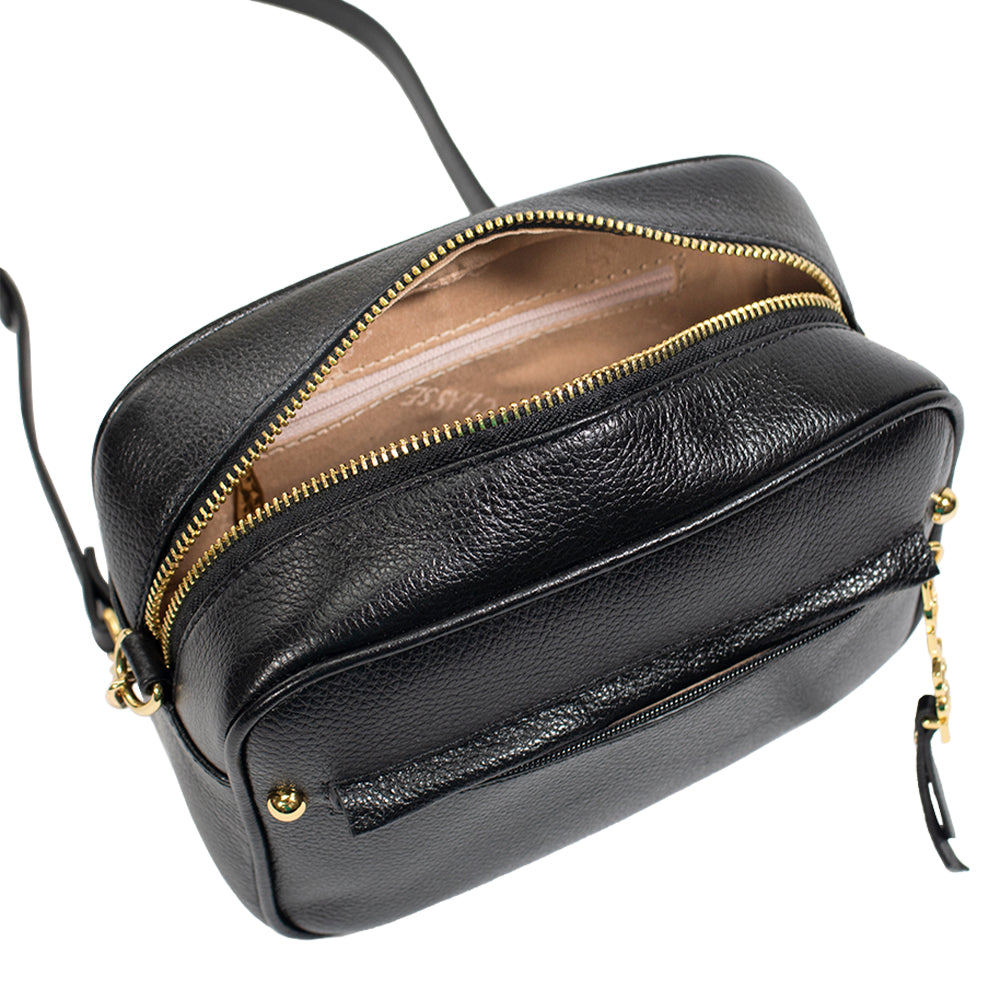 Bolsa de Couro Camera Bag San - Preta