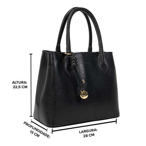 Bolsa de Couro Tote Bag Ari - Preto