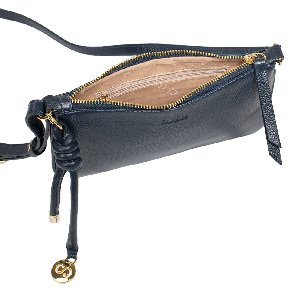 Bolsa de Couro Crossbody Ari - Marinho