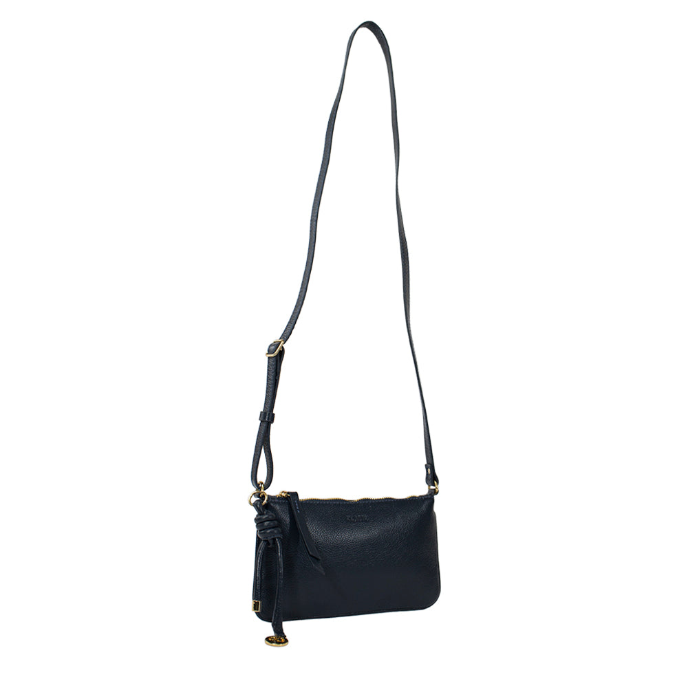 Bolsa de Couro Crossbody Ari - Marinho