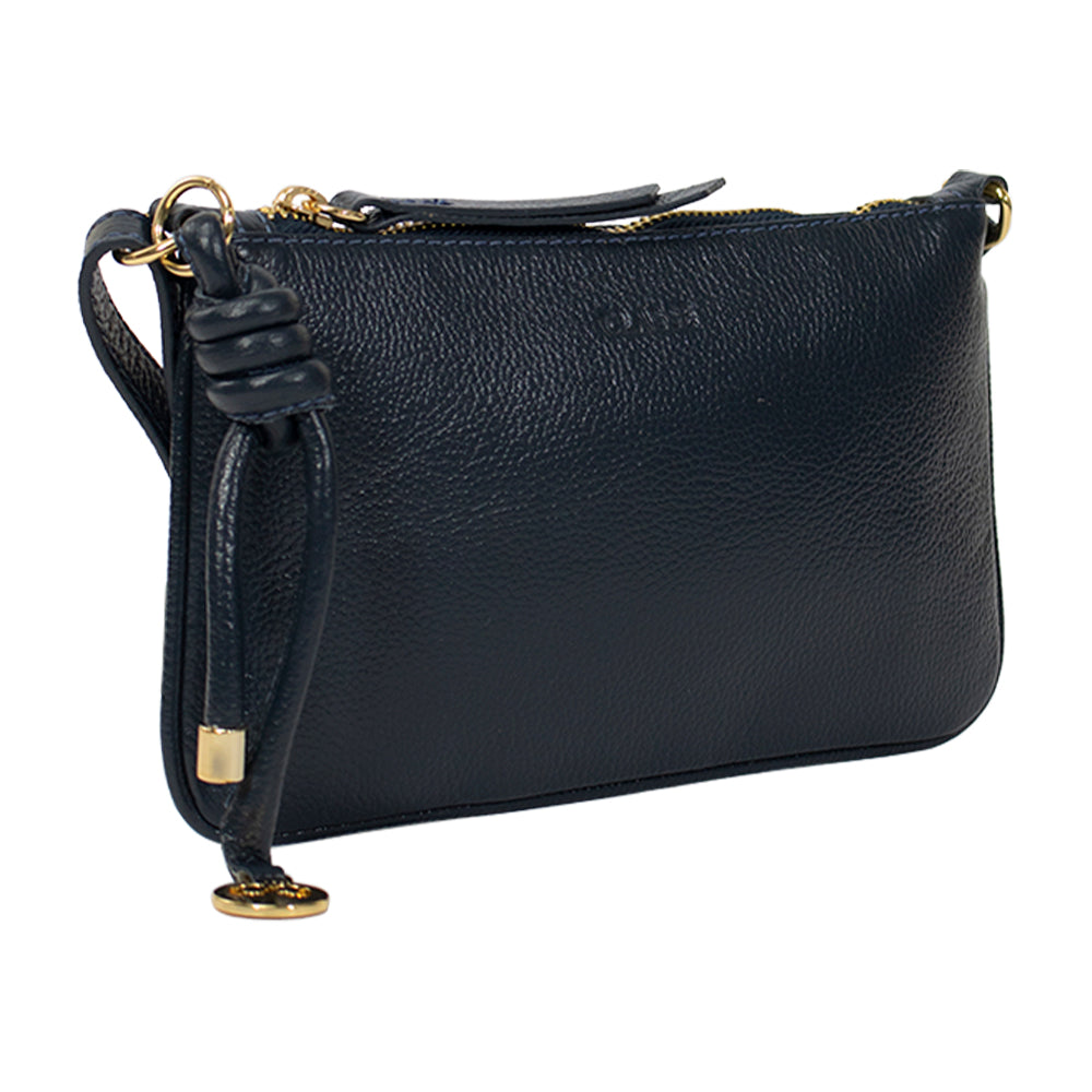 Bolsa de Couro Crossbody Ari - Marinho