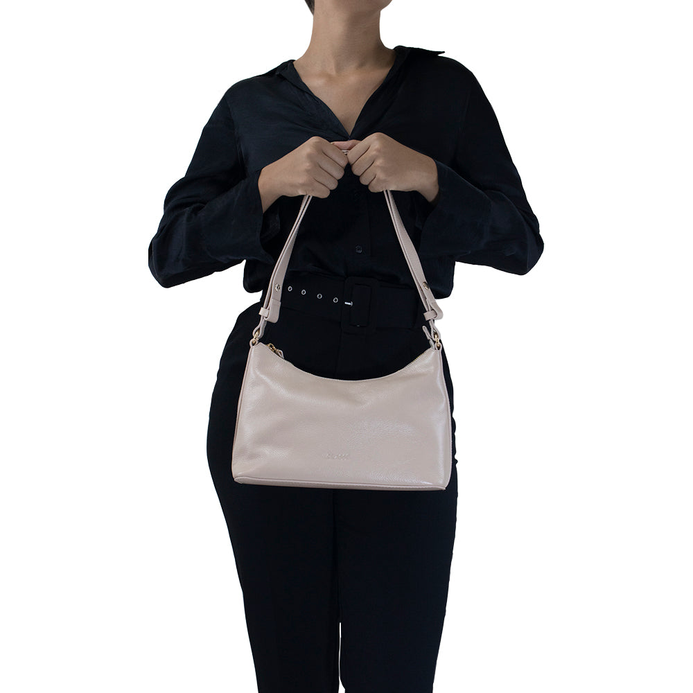 Bolsa de Couro Hobo Dani - Creme