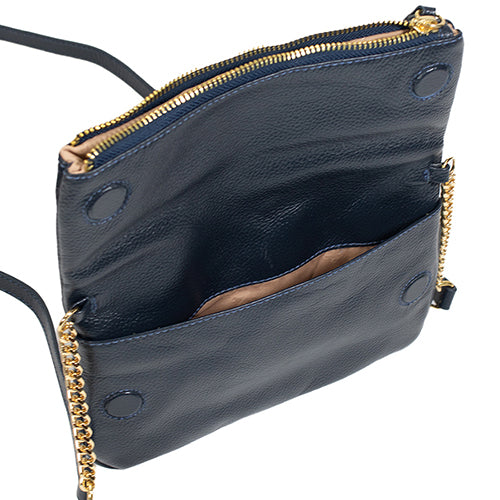 Bolsa de Couro Tiracolo Ari - Marinho