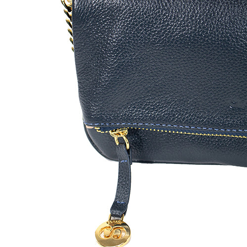 Bolsa de Couro Tiracolo Ari - Marinho