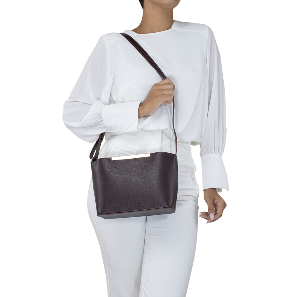 Bolsa de Couro Croosbody Lore - Chocolate
