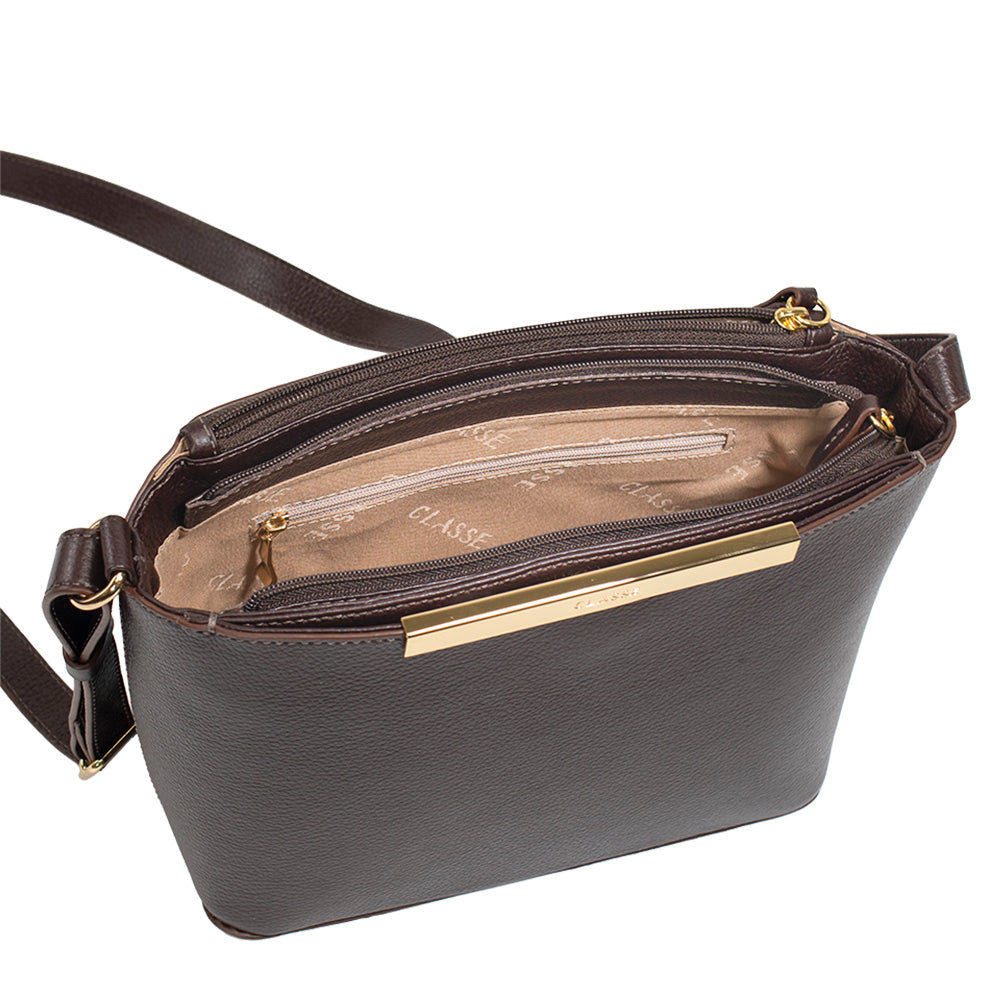 Bolsa de Couro Croosbody Lore - Chocolate