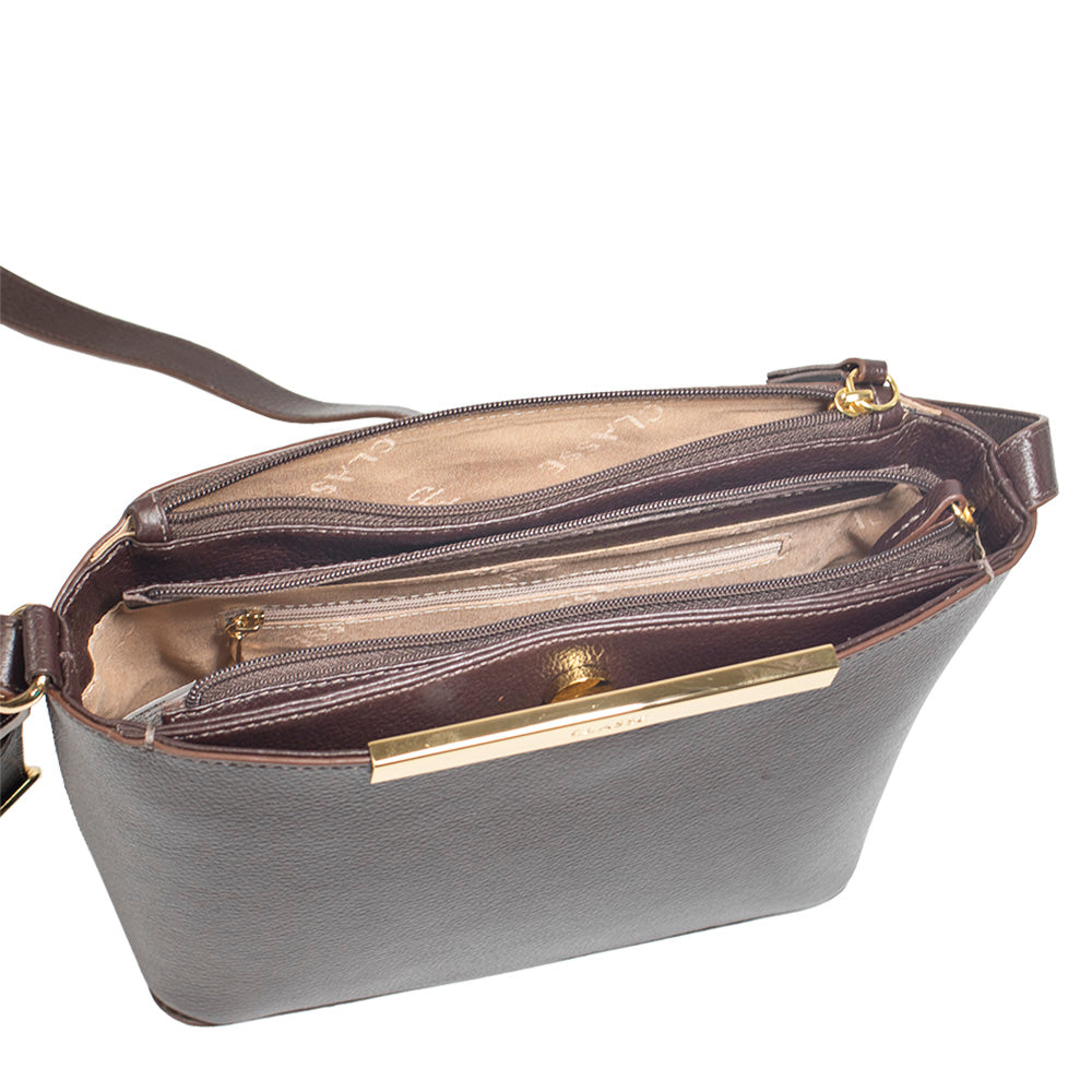 Bolsa de Couro Croosbody Lore - Chocolate