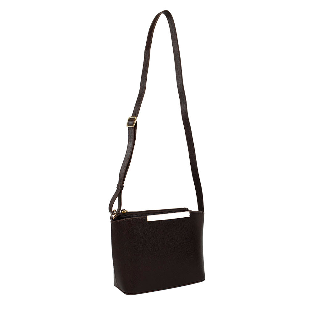 Bolsa de Couro Croosbody Lore - Chocolate