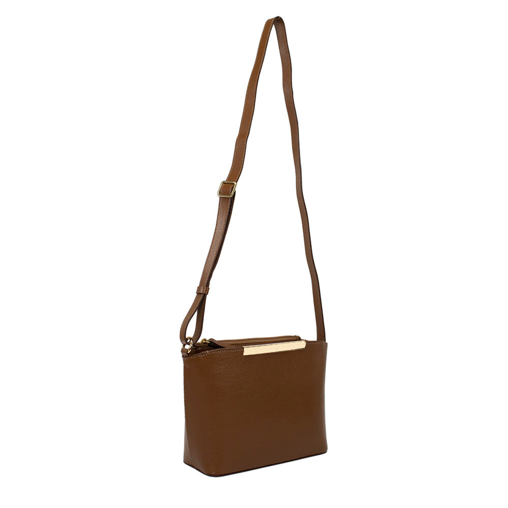 Bolsa de Couro Croosbody Lore - Nocciola