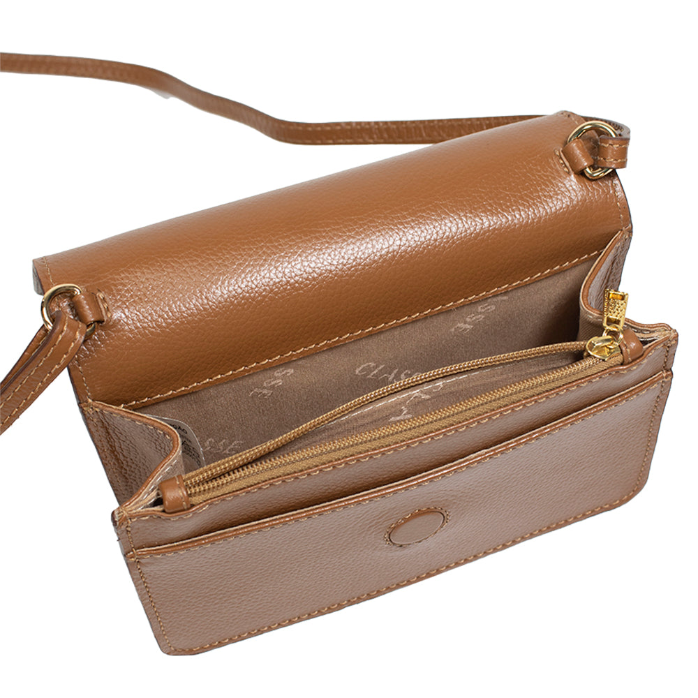 Bolsa de Couro Tiracolo Bag Lore - Nocciola