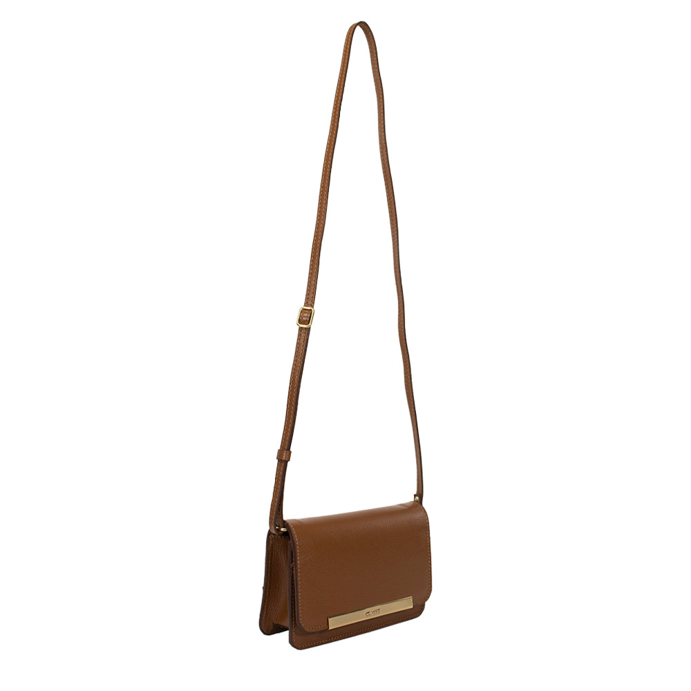 Bolsa de Couro Tiracolo Bag Lore - Nocciola