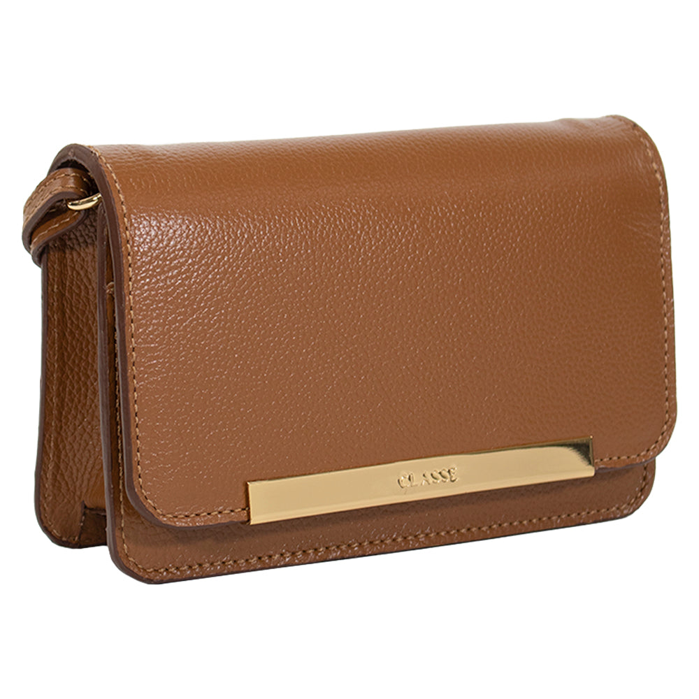 Bolsa de Couro Tiracolo Bag Lore - Nocciola