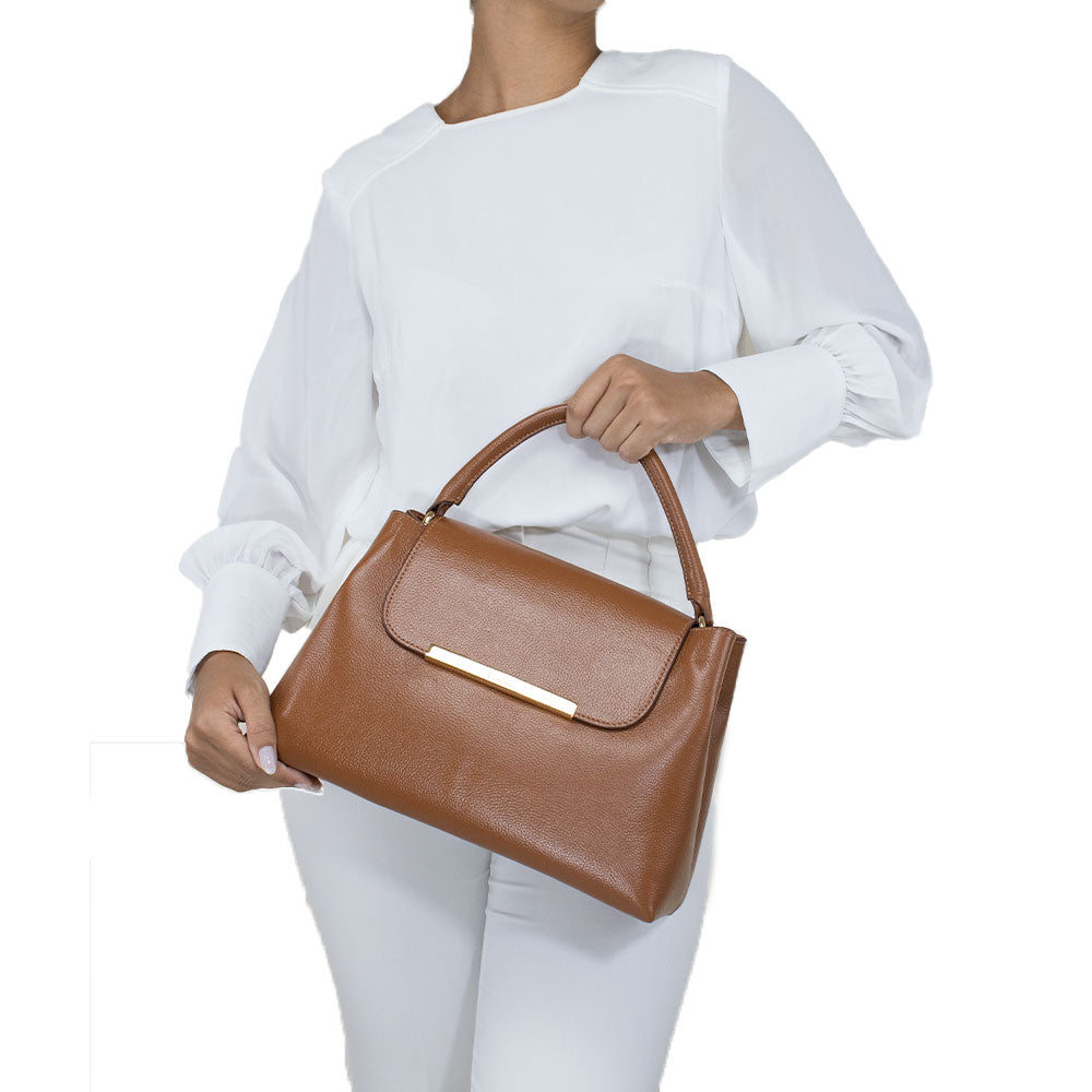 Bolsa de Couro Tote Bag Lore - Nocciola