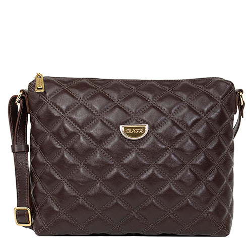 Bolsa de Couro Matelassê Crossbody Maia - Chocolate