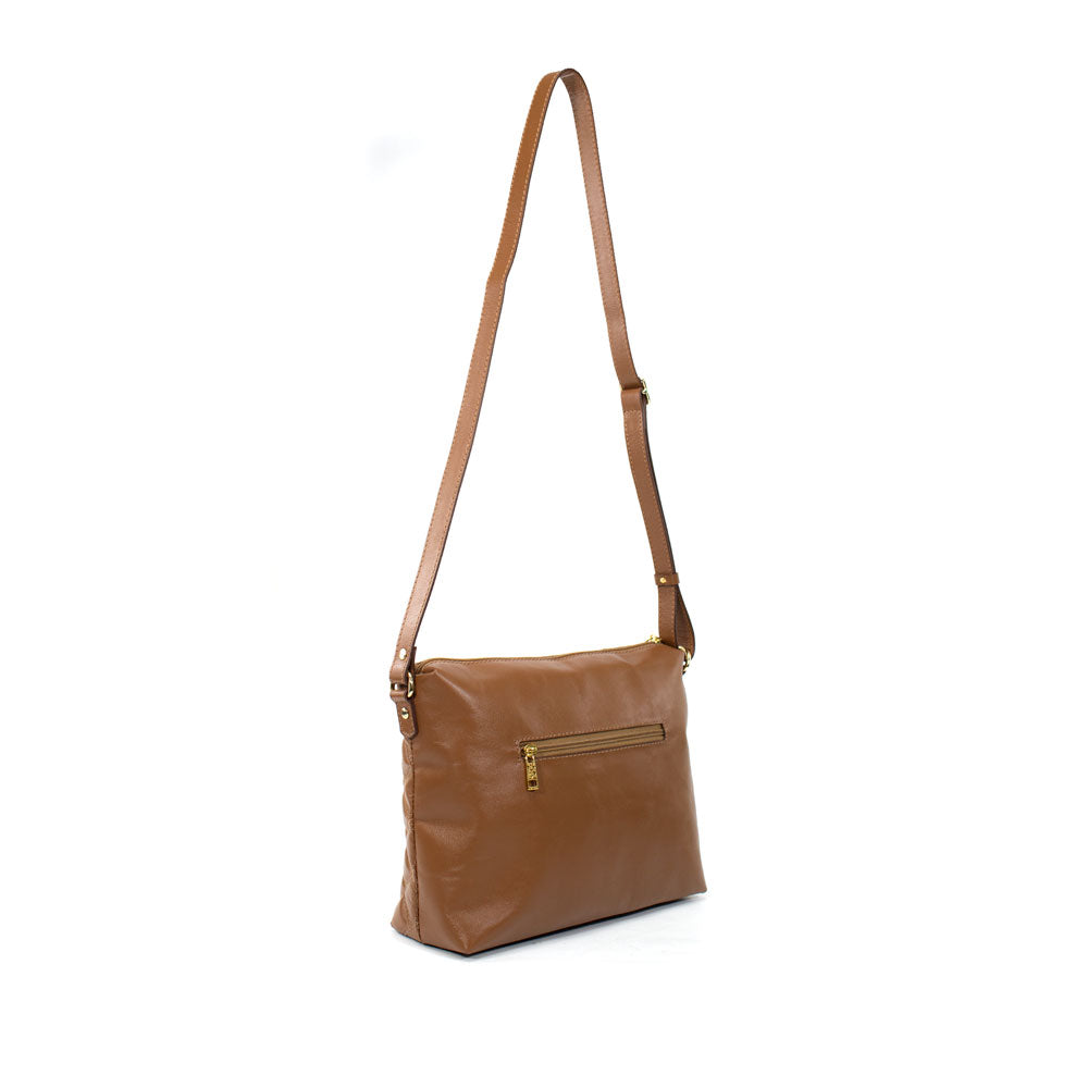 Bolsa de Couro Matelassê Crossbody Maia - Nocciola
