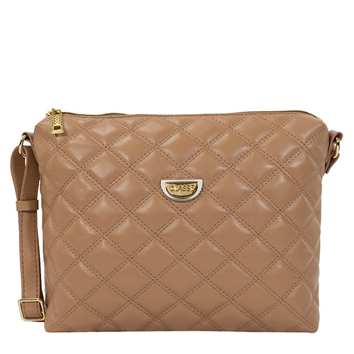 Bolsa de Couro Matelassê Crossbody Maia - Tan