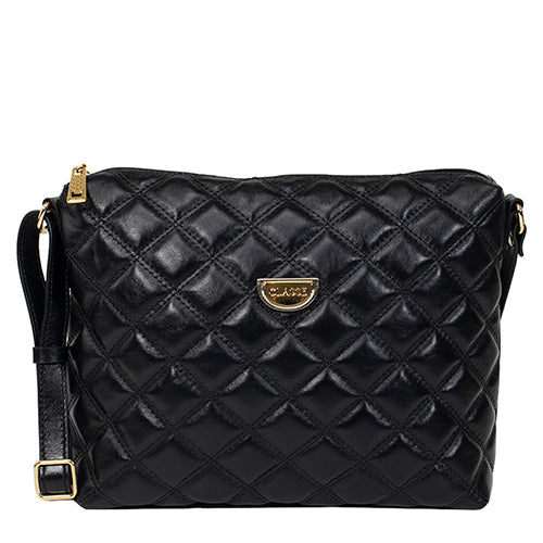 Bolsa de Couro Matelassê Crossbody Maia - Preto