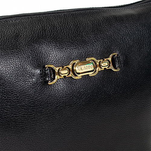 Bolsa de Couro Crossbody Belle - Preto