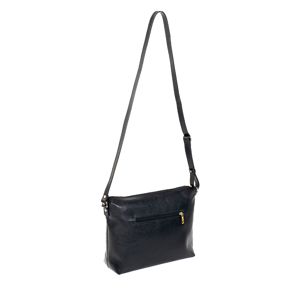 Bolsa de Couro Crossbody Belle - Preto