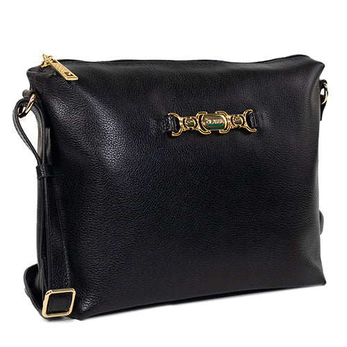 Bolsa de Couro Crossbody Belle - Preto