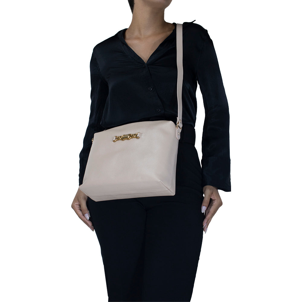Bolsa de Couro Crossbody Belle - Creme