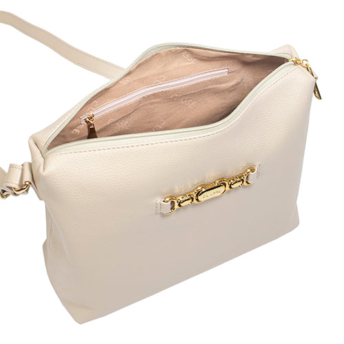 Bolsa de Couro Crossbody Belle - Creme