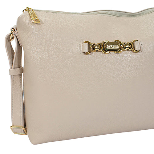 Bolsa de Couro Crossbody Belle - Creme
