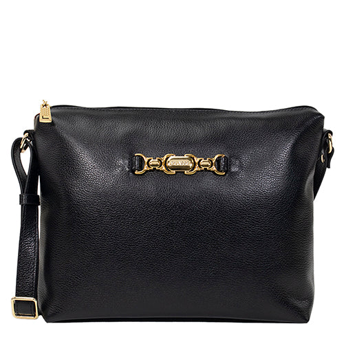 Bolsa de Couro Crossbody Belle - Preto