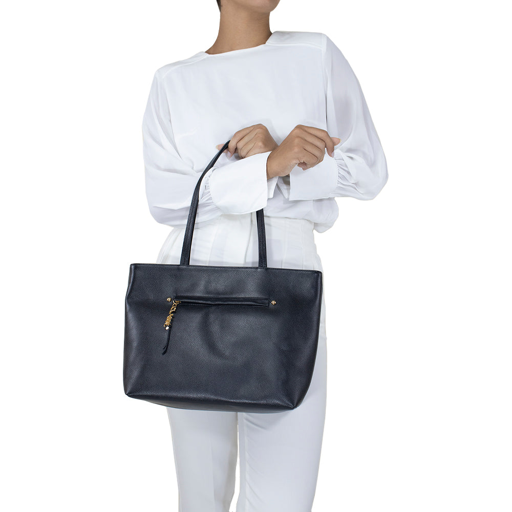 Bolsa de Couro Shopping Bag San - Preta