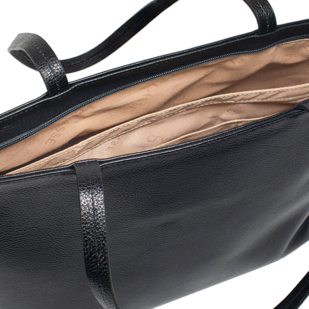 Bolsa de Couro Shopping Bag San - Preta