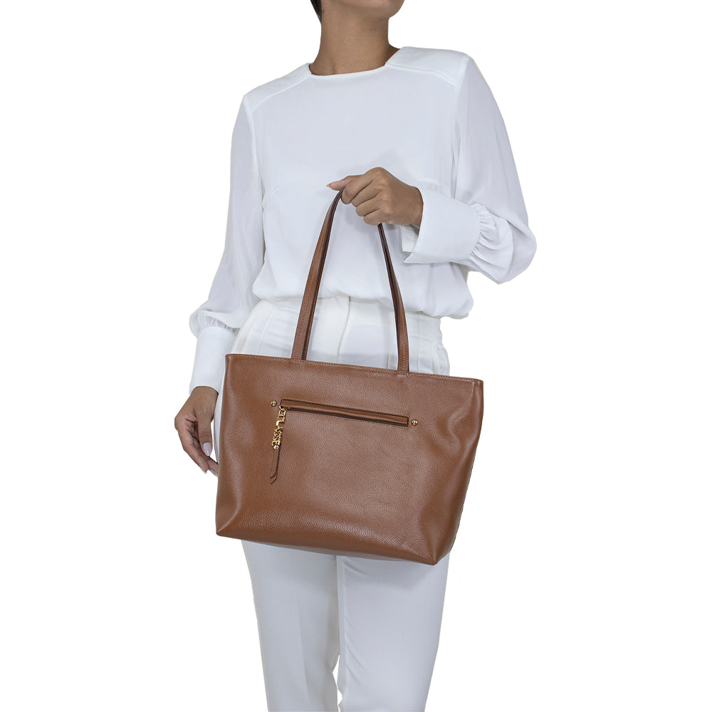 Bolsa de Couro Shopping Bag San - Nocciola