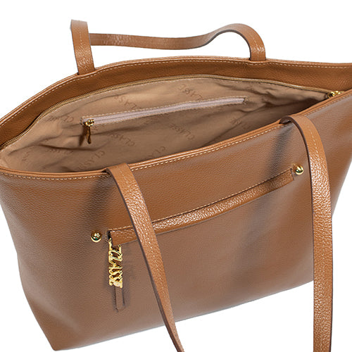 Bolsa de Couro Shopping Bag San - Nocciola