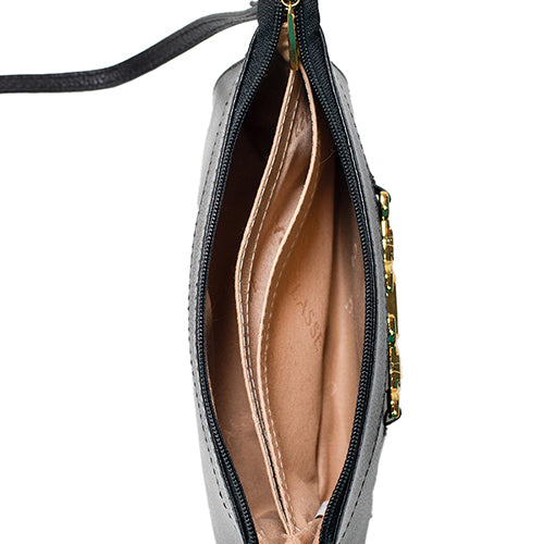 Bolsa de Couro Crossbody Belle - Preto