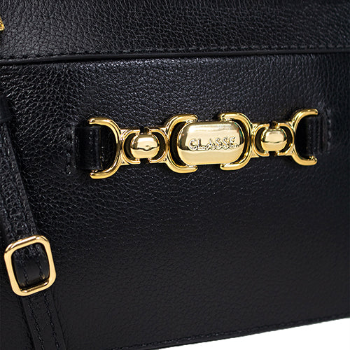 Bolsa de Couro Crossbody Belle - Preto