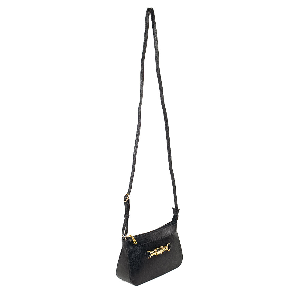 Bolsa de Couro Crossbody Belle - Preto