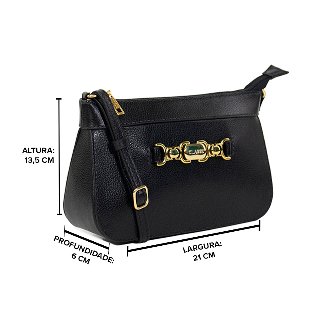 Bolsa de Couro Crossbody Belle - Preto