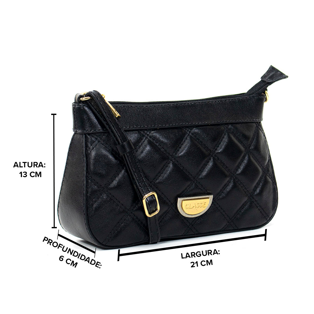 Bolsa de Couro Crossbody Maia - Preto