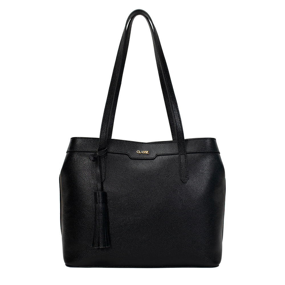 Bolsa de Couro Shopping Bag Malu - Preto